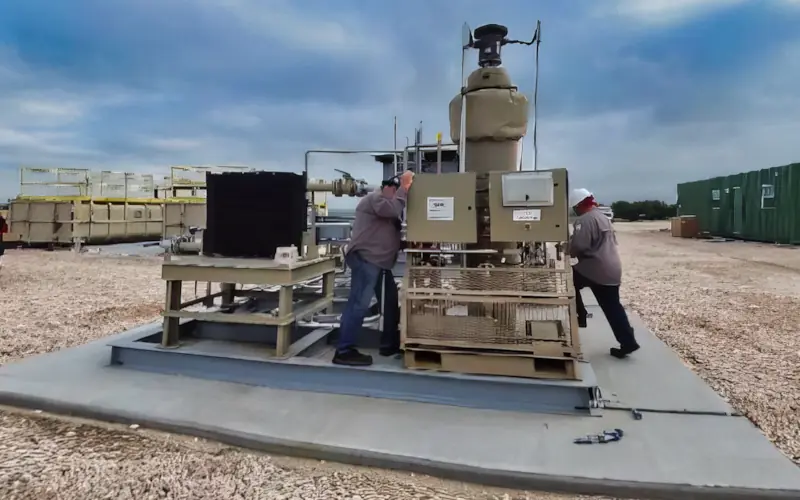 EcoVapor, A DistributionNOW Company, technicians setting up a ZerO2 E300 Deoxo system at a swine biogas facility in NW Oklahoma.