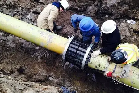 Industrial Pipe Installation - Flange Connection on Fiberglass Pipes