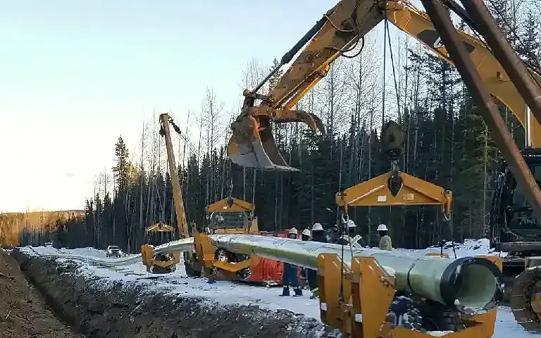 Durable Fiberglass Pipeline Installation Construction Using Heavy Equipment